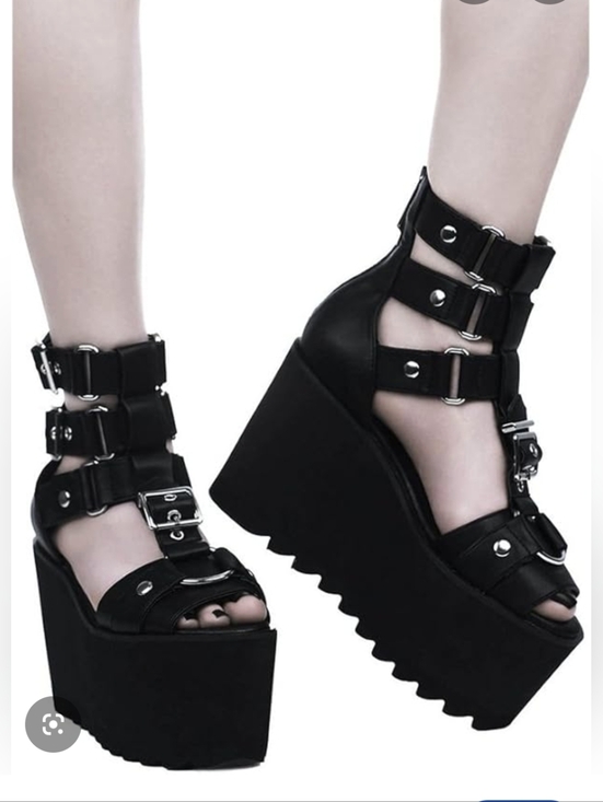 Killstar Death Valley Gladiator Wedge Sandals Size 7